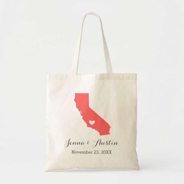 Bolso De Tela Bienvenida Boda de California (Frente)