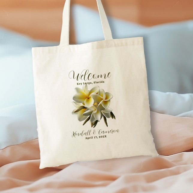 Bolso De Tela Bienvenida Boda de Plumeria Amarilla personalizada (Subido por el creador)
