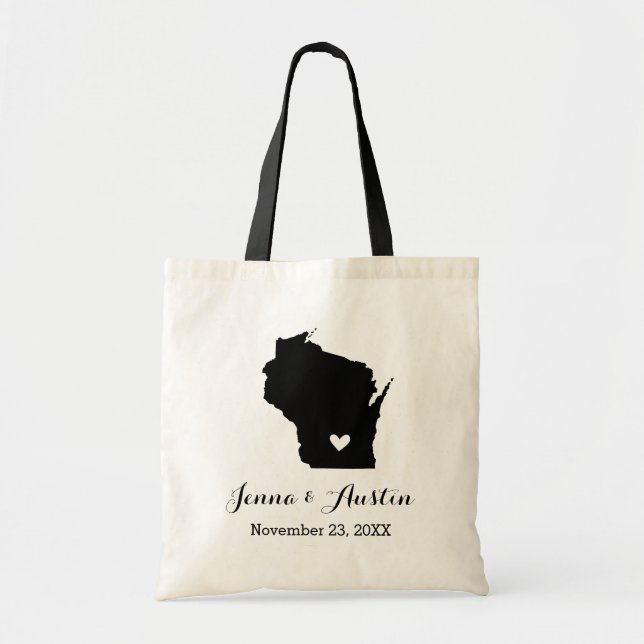 Bolso De Tela Bienvenida Boda de Wisconsin (Frente)