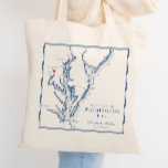 Bolso De Tela Bienvenida Boda elegante de la Marina de Washingto<br><div class="desc">Celebra tu boda de Washington DC con nuestro elegante favor de boda con el tema del mapa de la bahía de Chesapeake con azul marino, perfecto para lugares como El Hay-Adams, The Willard InterContinental, Meridian House, The Mayflower Hotel, National Museum of Women in the Arts, DAR Constitution Hall y Sequoia....</div>
