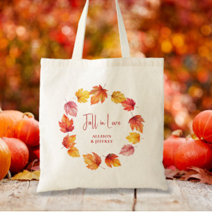 Bolso De Tela Bienvenida de boda de otoño enamorarse