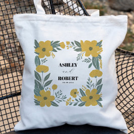 Bolso De Tela Bienvenida de boda floral moderna amarilla Butterc