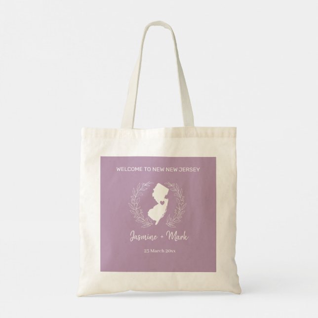 Bolso De Tela Bienvenida de bodas de destino de Nueva Jersey (Reverso)