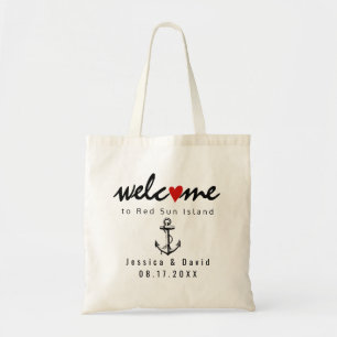 Bolso De Tela Bienvenida de bodas de destino de playa de ancla v
