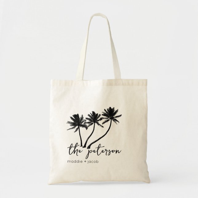 Bolso De Tela Bienvenida del Boda de árbol de palmas (Frente)