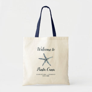 Bolso De Tela Bienvenida el Personalizado Boda Náutico Azul Star