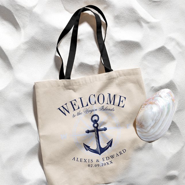 Bolso De Tela Bienvenida Personalizado de Anclaje de Estilo Naut (Subido por el creador)