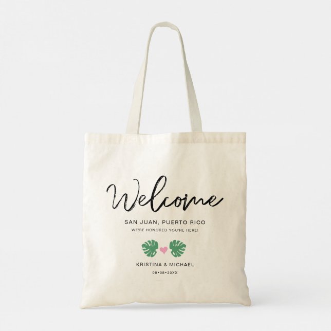 Bolso De Tela Bienvenida Tropical Hotel Bag Destino Boda (Reverso)