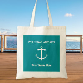 Bolso De Tela Bienvenido a bordo Nombre del barco Ancla náutica