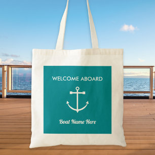 Bolso De Tela Bienvenido a bordo Nombre del barco Ancla náutica