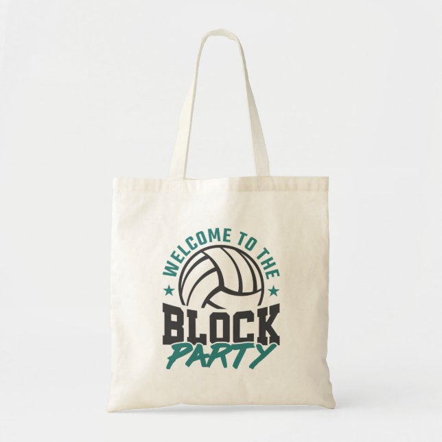 Bolso De Tela Bienvenido al bloque central de voleibol Fiesta (Frente)