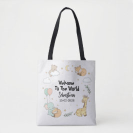 Bolso De Tela Bienvenido Al Mundo Sebastian Tote Personalizado