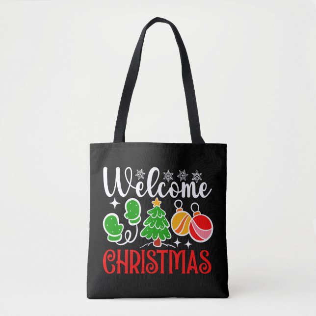 Bolso De Tela Bienvenido Navidad-63758 (Anverso)