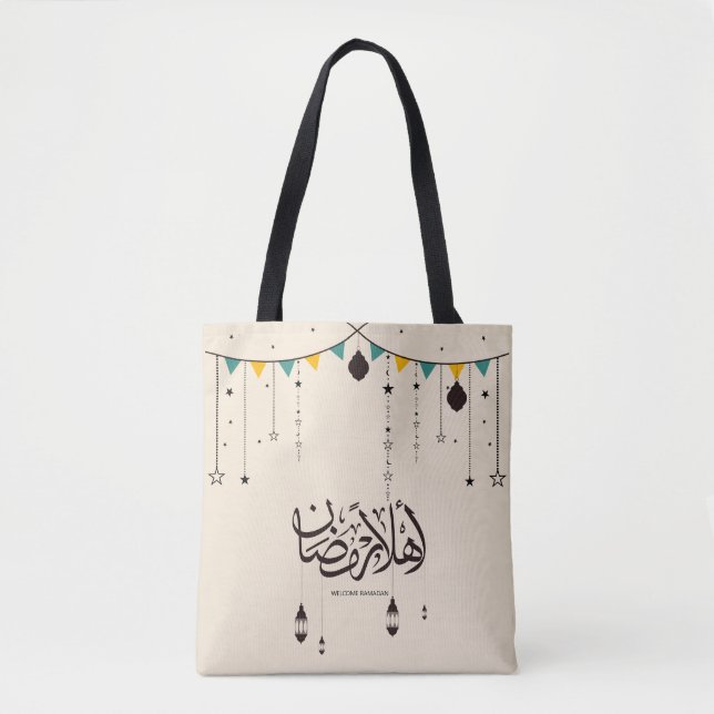 Bolso De Tela Bienvenido Ramadán, caligrafía árabe (Anverso)