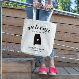 Bolso De Tela Bienvenidos a Alabama | Boda de silueta estatal de