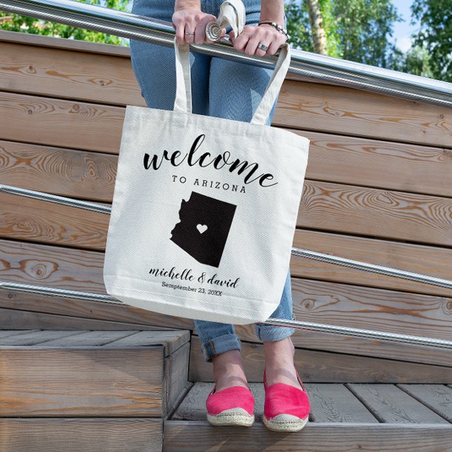 Bolso De Tela Bienvenidos a Arizona | Boda de silueta estatal de (Subido por el creador)