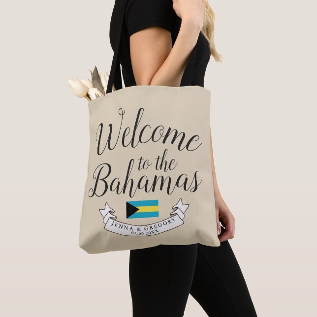 Bolso De Tela Bienvenidos a Bahamas | Personalizado de bodas de  (Detalle)