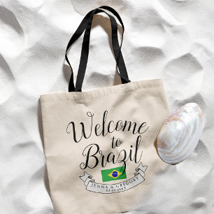 Bolso De Tela Bienvenidos a Brasil   Personalizado de boda de de