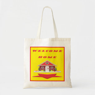 Bolso De Tela Bienvenidos a casa con colores rojo en casa