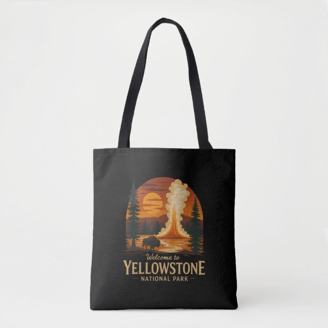 Bolso De Tela Bienvenidos a Embroidery Yellowstone National USA (Anverso)
