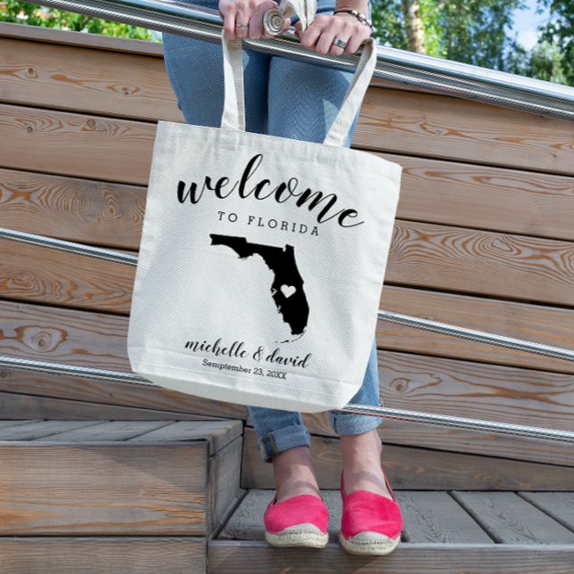 Bolso De Tela Bienvenidos a Florida | Boda de silueta estatal (Subido por el creador)