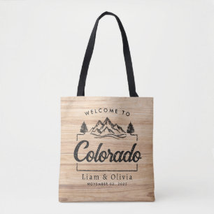Bolso De Tela Bienvenidos A La Madera Minimalista Boda De Colora