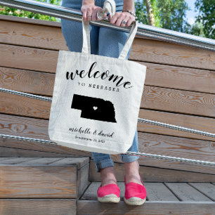 Bolso De Tela Bienvenidos a Nebraska Boda de silueta estatal