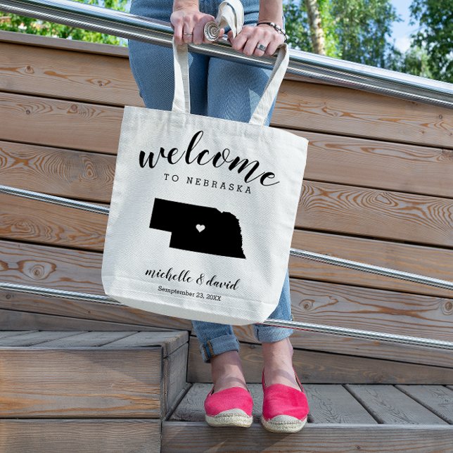 Bolso De Tela Bienvenidos a Nebraska | Boda de silueta estatal (Subido por el creador)