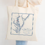 Bolso De Tela Bienvenidos a North Beach Maryland Elegant Wedding<br><div class="desc">Celebra tu boda de North Beach en Maryland con nuestro personalizado "Bienvenidos a North Beach Maryland", un elegante mapa azul marino de la bahía de Chesapeake. Estas bolsas de té son perfectas para lugares como Herrington on the Bay, Chesapeake Beach Resort & Spa y Running Hare Vineyard, añadiendo un toque...</div>