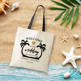 Bolso De Tela Bienvenidos a Playa de Boda de Playa de Palm Trees