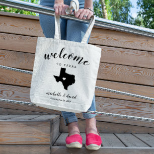 Bolso De Tela Bienvenidos a Texas   Boda de silueta estatal