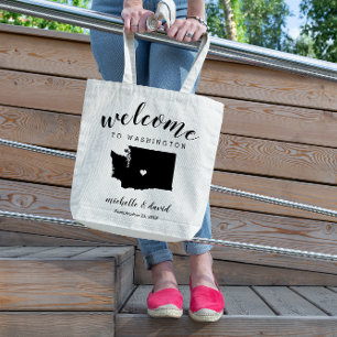 Bolso De Tela Bienvenidos a Washington Boda de silueta estatal