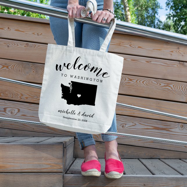 Bolso De Tela Bienvenidos a Washington | Boda de silueta estatal (Subido por el creador)