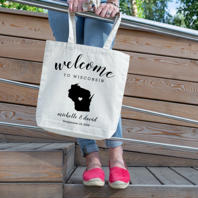 Bolso De Tela Bienvenidos a Wisconsin | Boda de silueta estatal (Subido por el creador)