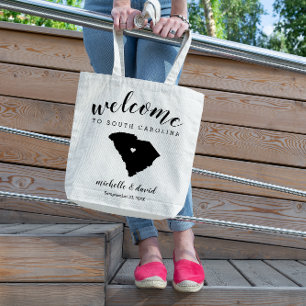 Bolso De Tela Bienvenidos al Boda de Silhouette Estatal de Carol