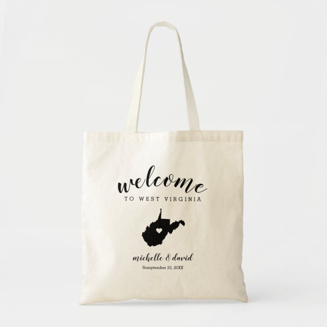 Bolso De Tela Bienvenidos al Boda de Silhouette Estatal de Virgi (Frente)