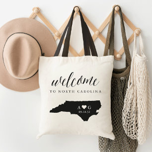 Bolso De Tela Bienvenidos Bodas de Silhouette Estatal de Carolin