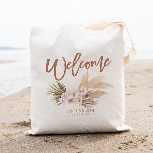 Bolso De Tela Bienvenidos Boho Pampas Boda Floral (Subido por el creador)