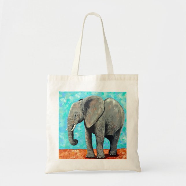 Bolso De Tela Big Baby Elephant Painting  (Frente)