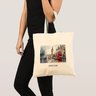 Bolso De Tela Big Ben y autobuses rojos en Londres