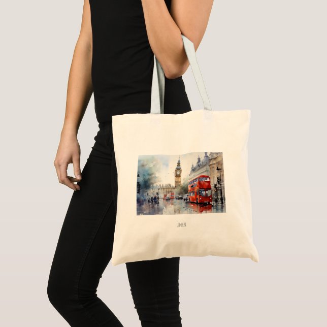 Bolso De Tela Big Ben y buses rojos en Londres (Anverso (producto))