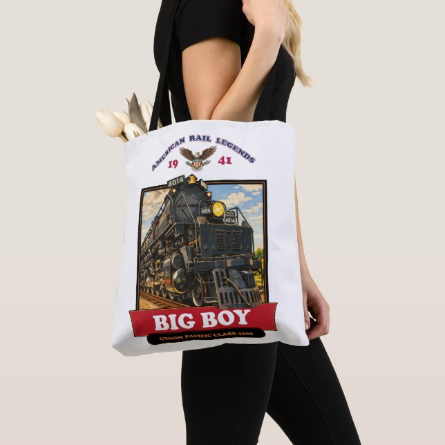 Bolso De Tela Big Boy 4014 Steam Locomotive Retro Illustration (Detalle)