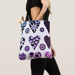 Bolso De Tela Big Hearts & Flowers Pop color moderno