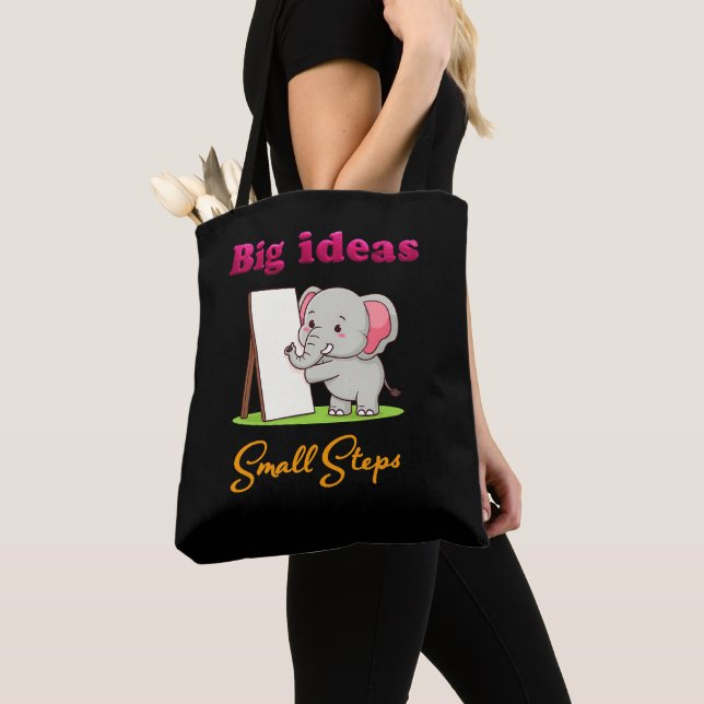 Bolso De Tela "Big Ideas, Small Steps" elephant animal dreams  (Detalle)