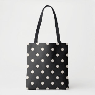 Bolso De Tela Big Polka puntos blancos y negros antiguos