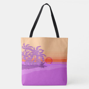 Bolso De Tela Big Sunset Stripe Hawaii Surfers Beach Bag