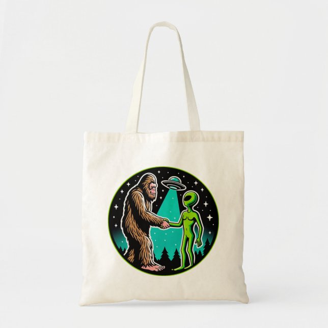 Bolso De Tela Bigfoot Alien Alliance - Funny Scifi Cryptid (Frente)
