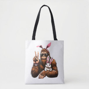 Bolso De Tela Bigfoot Bunny Día de Pascua Divertido Sasquatch