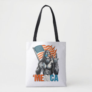 Bolso De Tela Bigfoot Merica Rock Bandera Americana