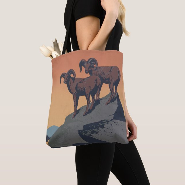 Bolso De Tela Bighorn Oveja Estadounidense Vida Silvestre Occide (Detalle)